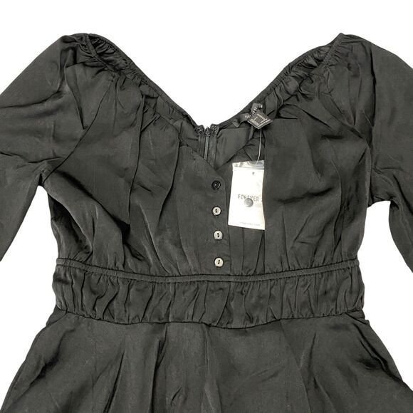 Forever 21 Romper Dress with Built in Shorts Women's Size Medium Black - Picture 10 of 16